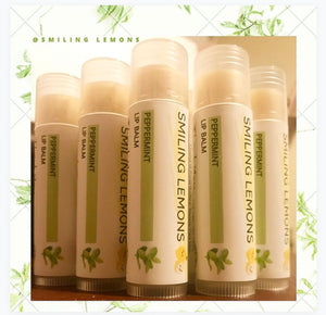 Peppermint scented organic lip balms